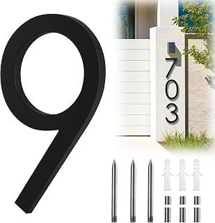 22 cm große Zahlen hausnummer schwarz schwebende, moderne große Hausnummern für draußen, Metall-Hausnummern, mattschwarz, vertikal, horizontal, Aluminium, Hausadressnummern 9