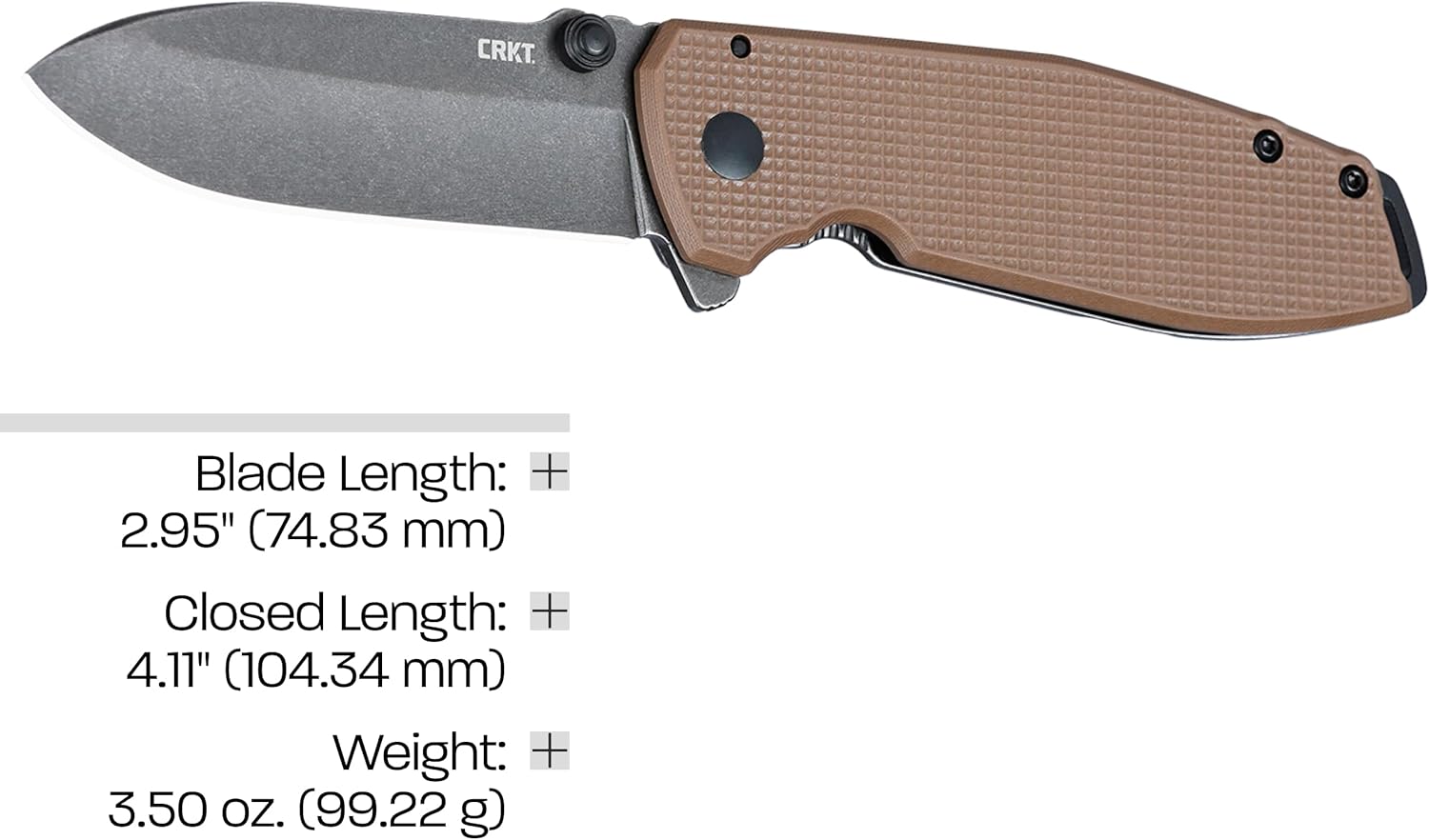 CRKT Squid XM Everyday Carry Assisted Folding Knife with Frame Lock: D2 Plain Edge Blade, G10 Handle, Pocket Clip, 2495B
