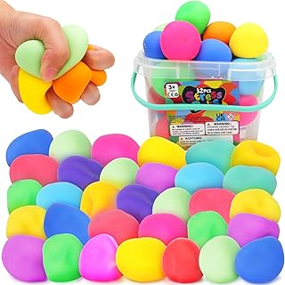 Squishy Stress Balls for Kids - 32 Pack Squishy Stretchy Dough Balls for Kids, Fidget Stress Toys for Autism & ADD/ADHD, Classroom Prizes Squishy Toys, Fidget Toy for Students, Goodie Bag Stuffers