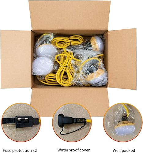 Miniatura 6 de Cadena de luces LED de construcción de 100 pies, 100 W, 10000 lm, cadena para exteriores, iluminación temporal, certificación ETL