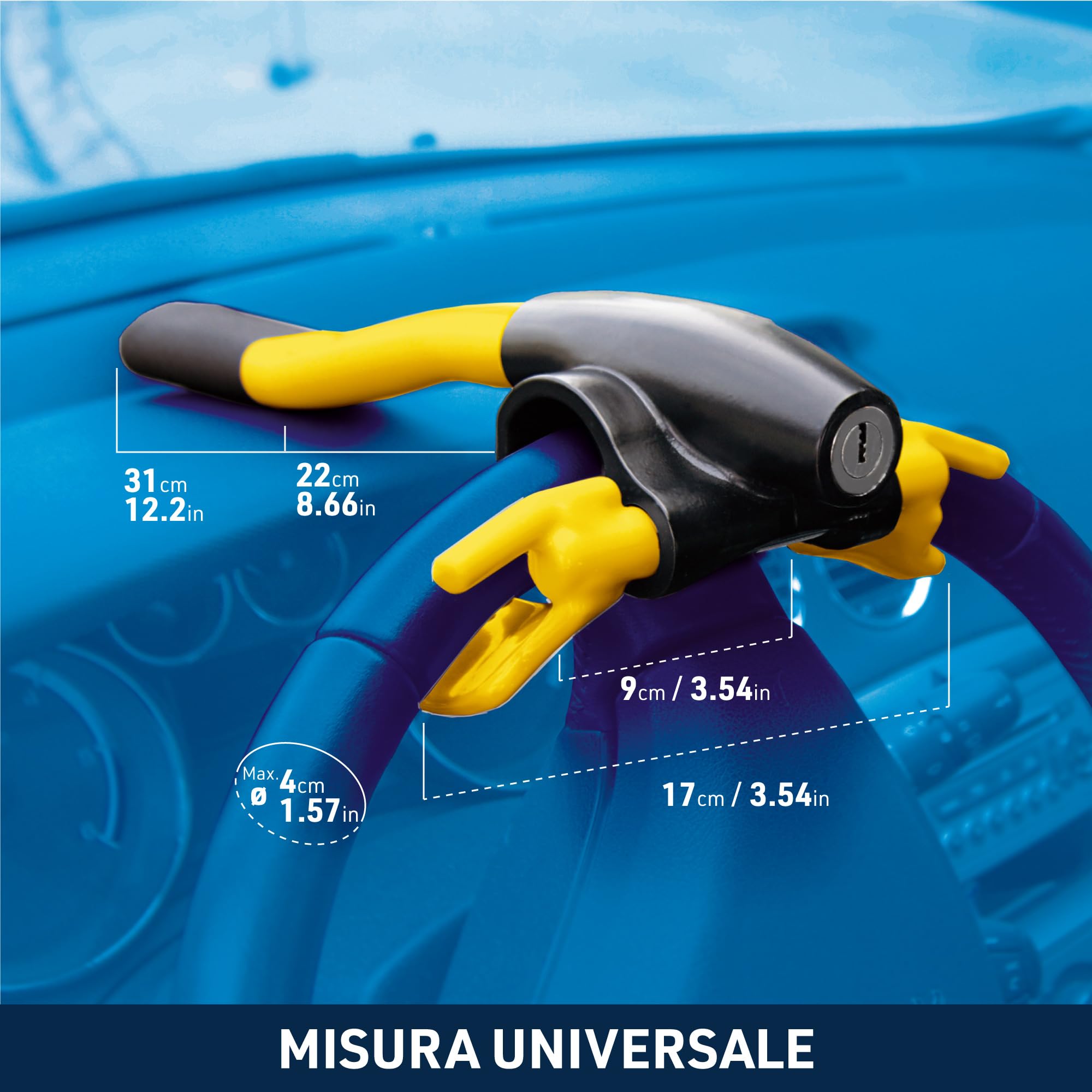 Antifurto Auto Alta Sicurezza, Blocca Sterzo Universale per Auto Furgone Camper