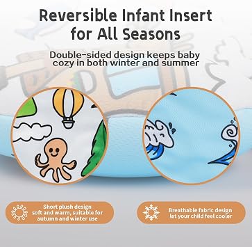 Newborn Insert and 3Pcs Replacement Toy Balls for Mamaroo, Breathable Reversible Infant Insert Compatible with Mamaroo Baby Swing & RockaRoo, Head & Body Support, Machine Washable