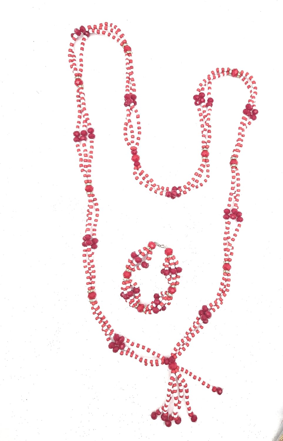 WORLDMARTSHOPPING - Santeria, Orisha Fancy Party Beaded Necklace & Bracelet (Maso Style) - Made in the USA