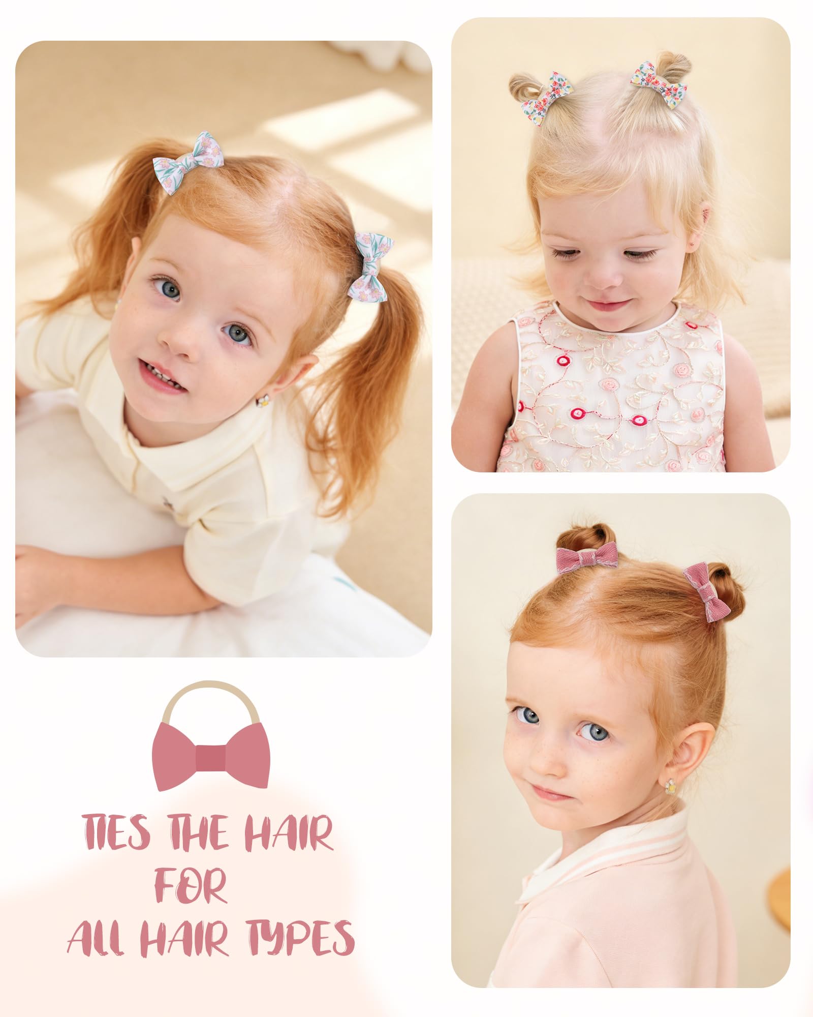 20PCS Baby Girls Hair Bows Ties Small Ponytail Bow Holder Boutique Tiny Rubber Band Elastic Accessories for Kids Toddlers - Image 3