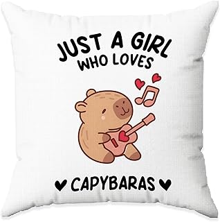 Capybara Decorations Pillow Cover 18x18, Capybara Decor for Couch Bed Living Room Bedroom, Just a Girl Who Loves Capybaras Pillow Cover