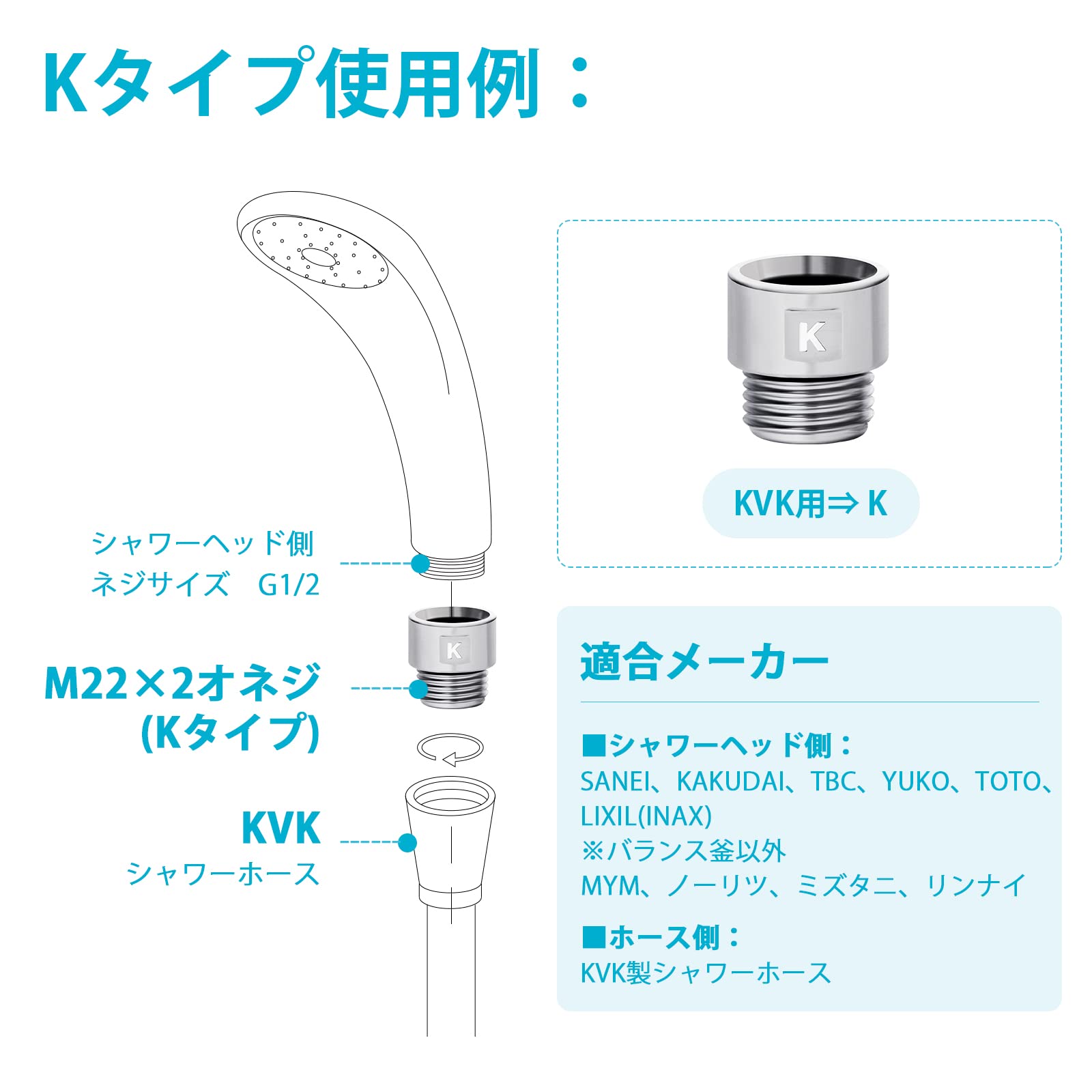 Amazon | OFFO シャワーホース アダプター 3個セット KVK/MYM/東京ガス