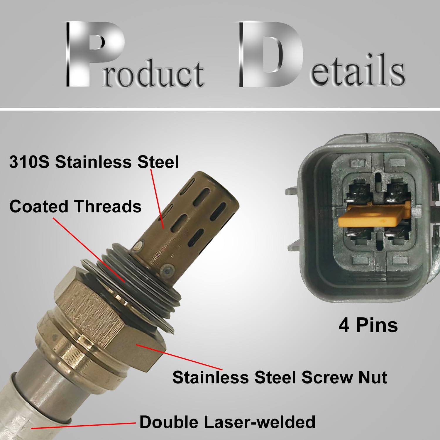 Oxygen Sensor Upstream & Downstream O2 Sensor Fit for Mitsubishi Montero 1997-2006, for Mitsubishi Montero 1995, Oxygen O2 Sensor 4PCS Replace OE# 234-4633, 234-4657