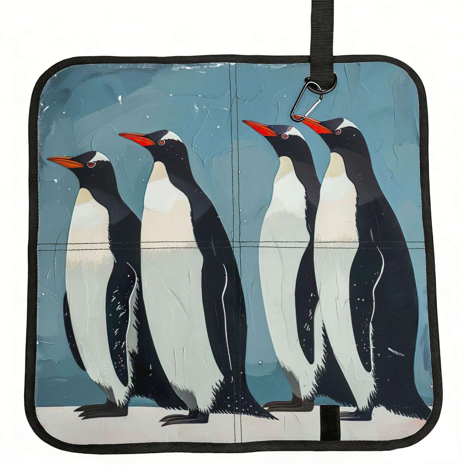 PPHGUT Penguin Print Foldable Seat Cushion Waterproof Portable Chair Pad Travel Outdoor Picnic Camping