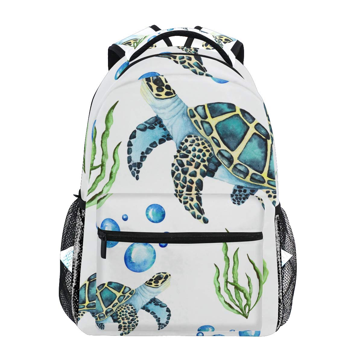 senya School Backpack Watercolor Sea Turtles Bookbag for Boys Girls Travel Bag One Size