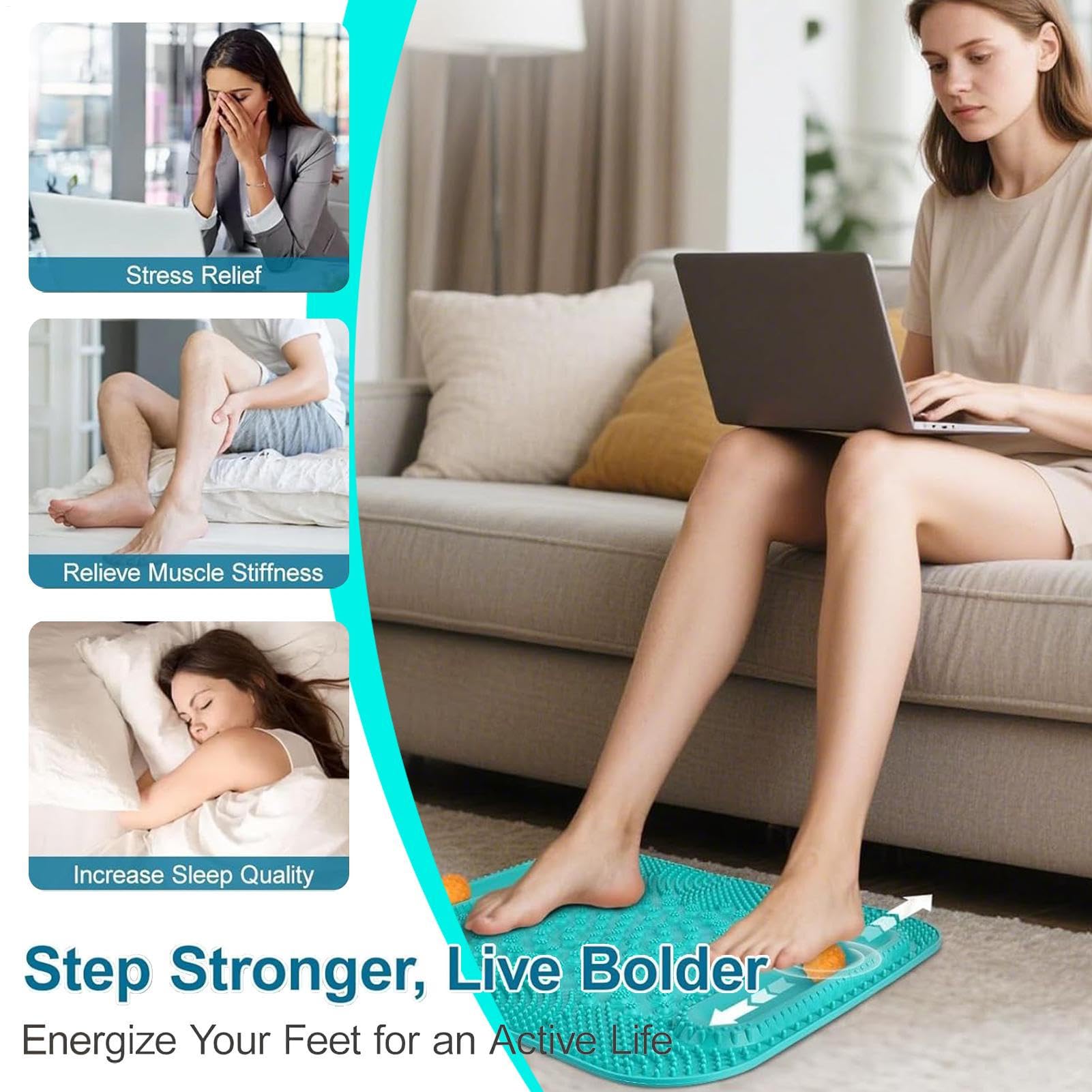 Tapis Masseur Pieds Stimulateur jambes double piste billes relaxation