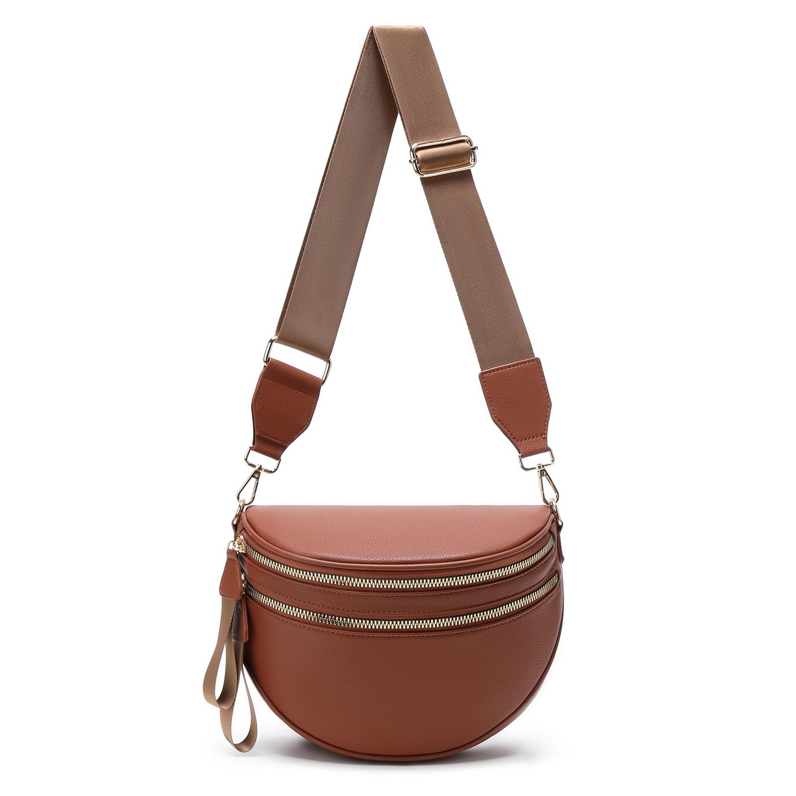 crossbody bags for women Lightweight Fanny Pack Spacious emmafy Sling Bag for Travel, Gym, Running & Daily Use (Brown)