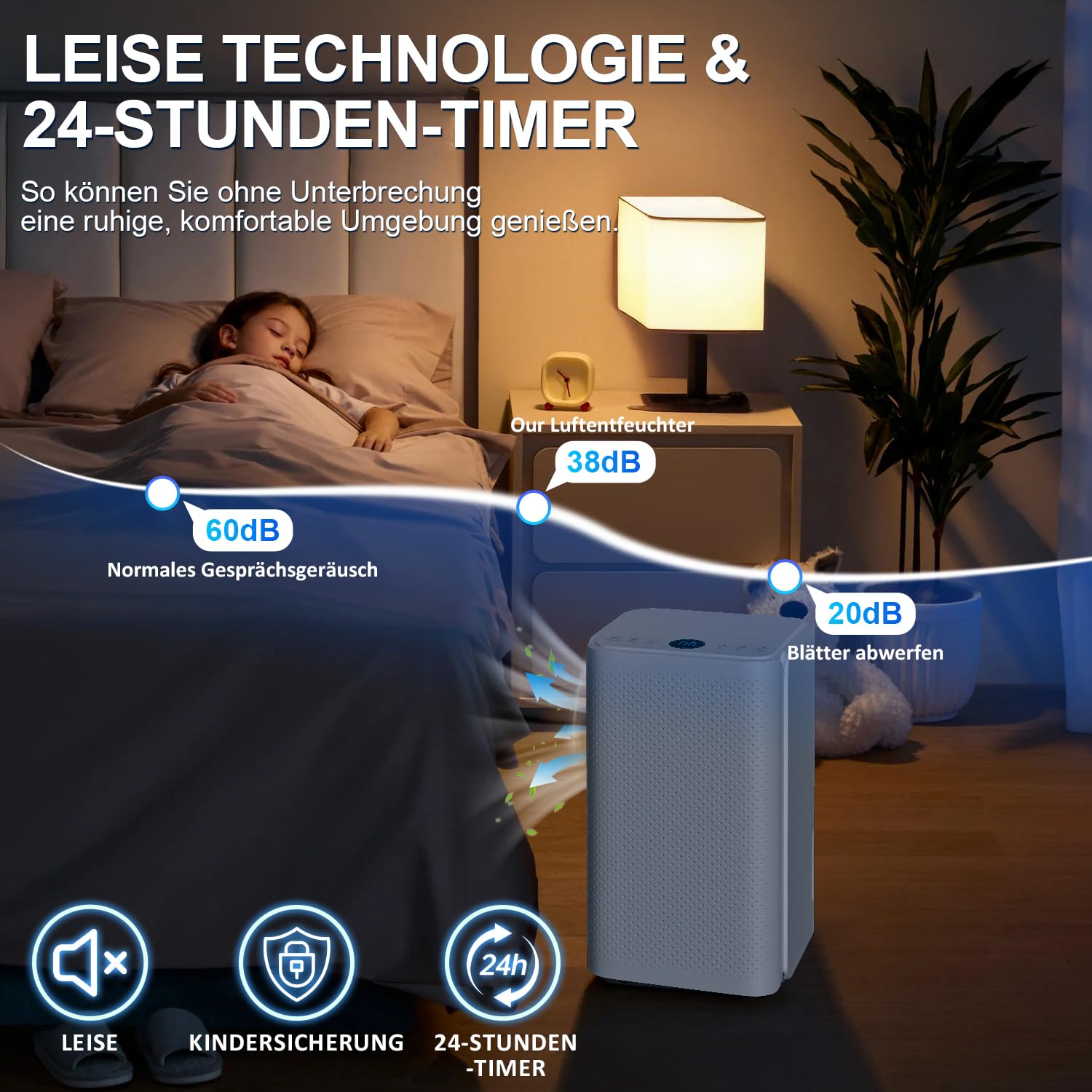 Randaco Osuszacz powietrza 16 l w 24 h wydajność osuszania, wielkość pomieszczenia ok. 15-20 m² z wyświetlaczem LED, bardzo cichy, suszenie prania, timer, ochrona przed wilgocią, pleśnią, filtrowaniem