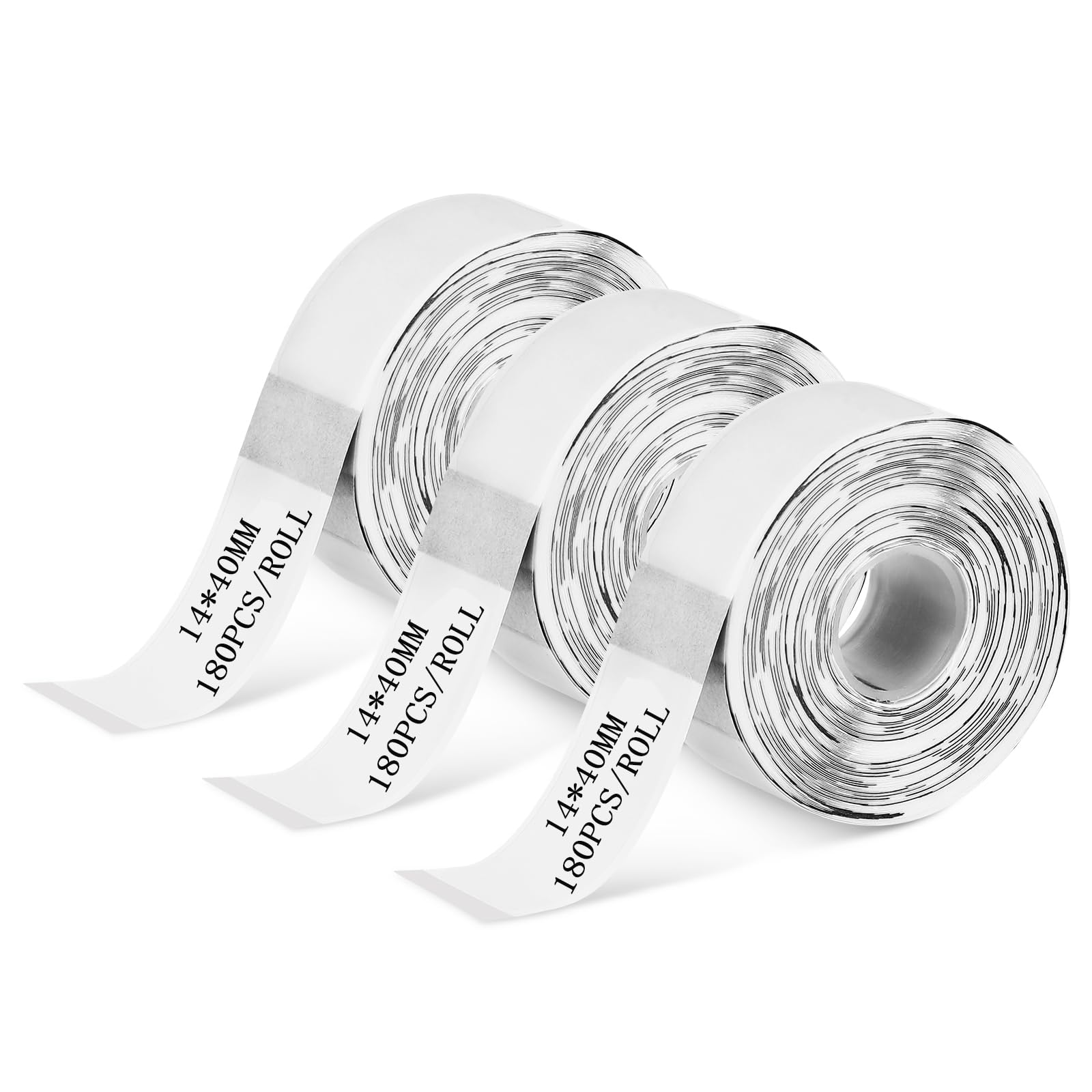 3 Rolls Compatible with D30/P11/HP1 Transparent Thermal Label Paper, 14 x 40 mm, Waterproof self-Adhesive Label Tape, Printable barcodes, Home and Office use (180 Labels/roll)