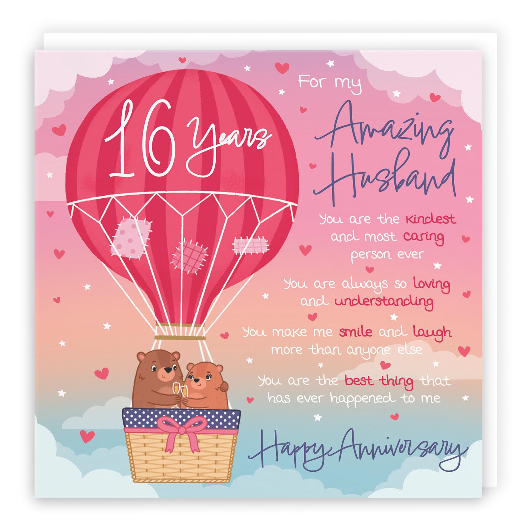 Hunts England, Husband 16th Anniversary Poem Card, Love Is In The Air, Beautiful Love Verse, Cute Bears