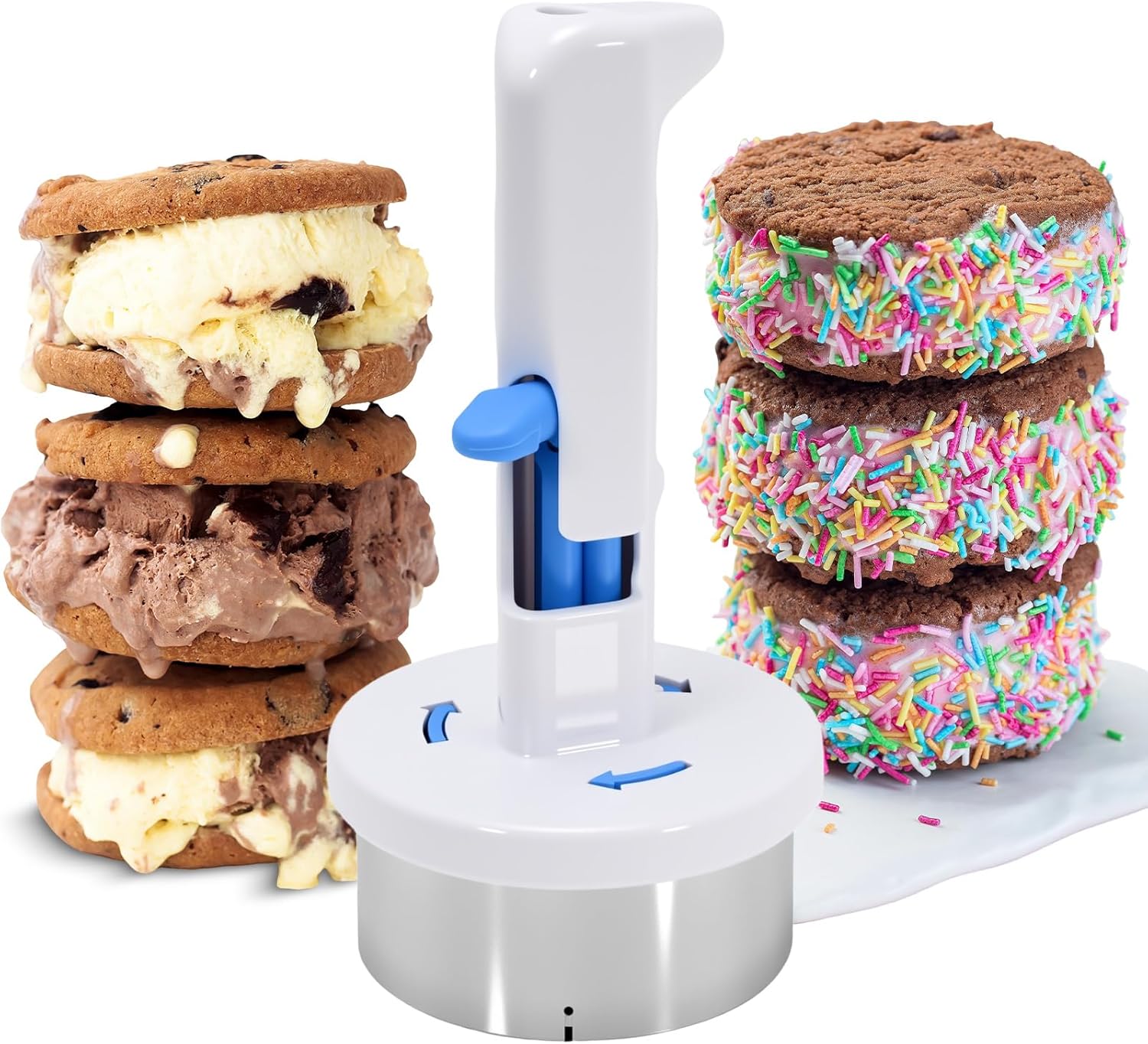 Stainless Steel Ice Cream Sandwich Maker,Ice Cream Sandwich Scoop,Ice Cream Scoop with Trigger,Easy Release Sandwich Cookie Scoops For Kitchen and Dessert Shop