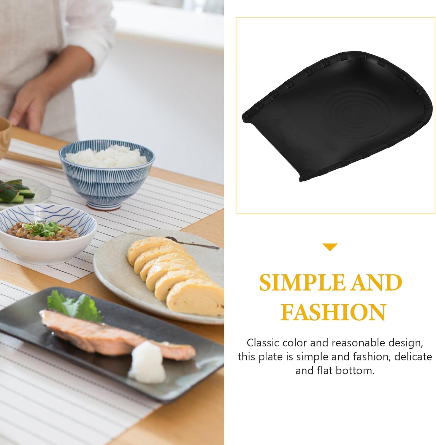 Matte Black 9-inch Sushi Serving Plate Japanese Sashimi Display Tray Delicate Sushi Dishware for Home Dining and Entertaining