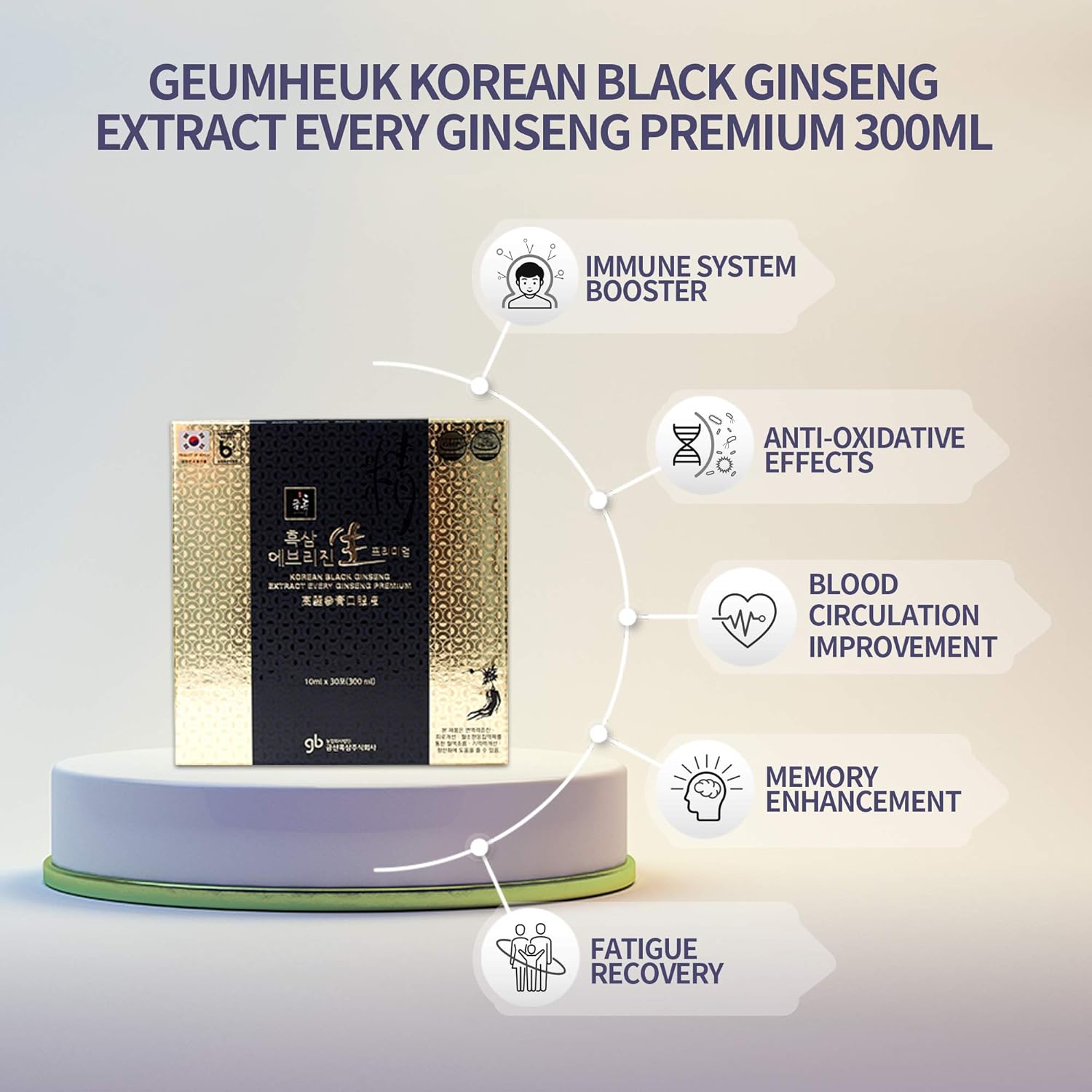 GeumHeuk Korean Black Ginseng Extract EveryGin (10mL X 30 Pouch) - Premium Quality Ginseng. Boost Immunity and Promote Enhance Immunity, Mental Performance, Stamina, Energy Health