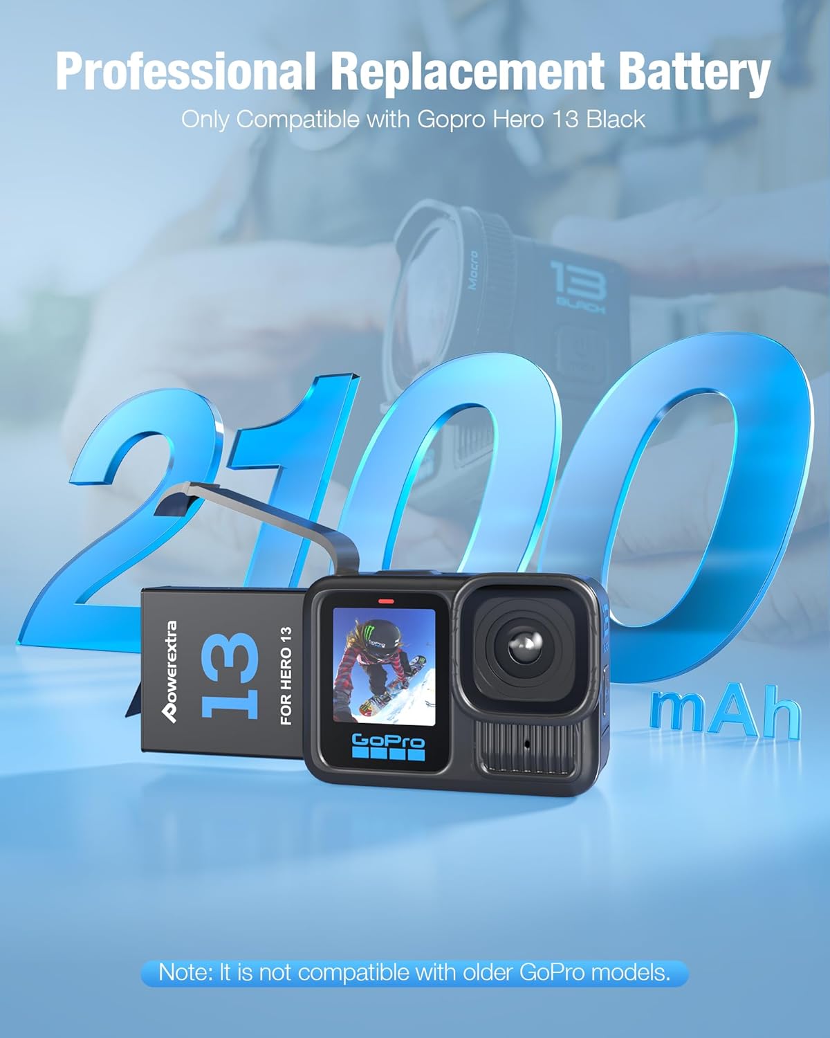 Inserting Powerextra battery into GoPro Hero 13 Black