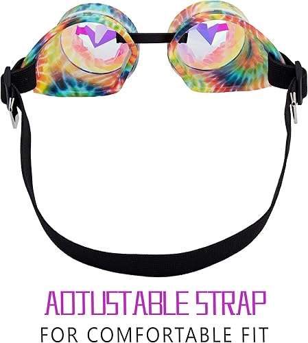 Miniatura 74 de Gafas de caleidoscopio retro con pinchos, gafas de cristal arcoíris steampunk estilo soldadura, gafas de cosplay punk