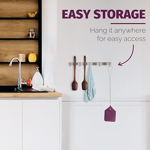 Miniatura 7 de Matamoscas de cuero vegano resistente, mango de alambre tejido de metal extra largo y resistente, matamoscas manuales grandes, matamoscas insectos,