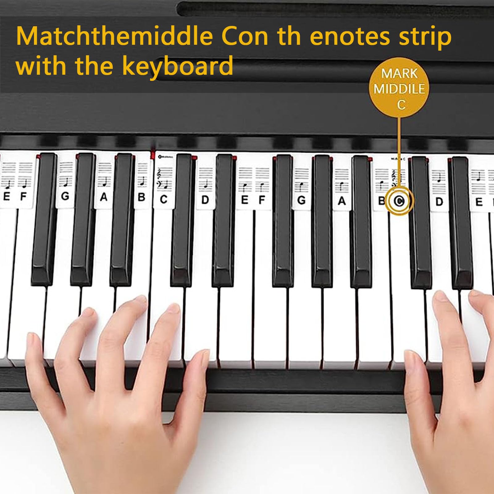 Tacino Étiquettes Amovibles Pour Notes De Autocollant Piano - Autocollants Piano Pleine Grandeur À 88 Touches - Touche Piano Autocollant Pour L'Apprentissage Des Débutants