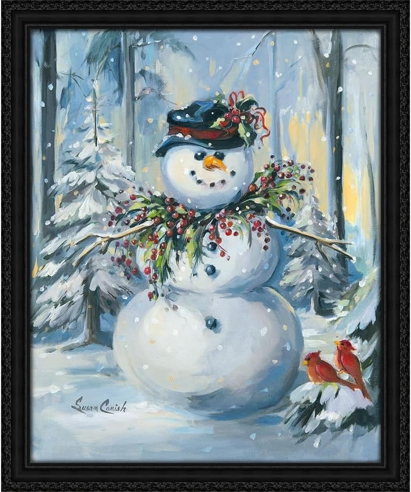 ArtDirect Berry Christmas 48x60 Huge Black Ornate Wood Framed Canvas Giclee Art by Comish, Susan