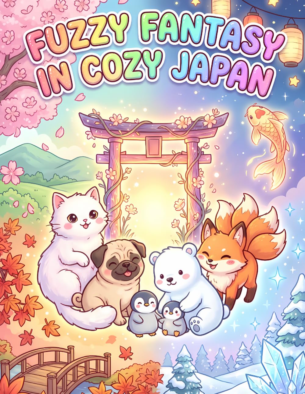Fuzzy Fantasy in Cozy Japan: A Comfy Days Coloring Book Featuring Cozy Friends and Fuzzy in Love Animals in Magical Seasons