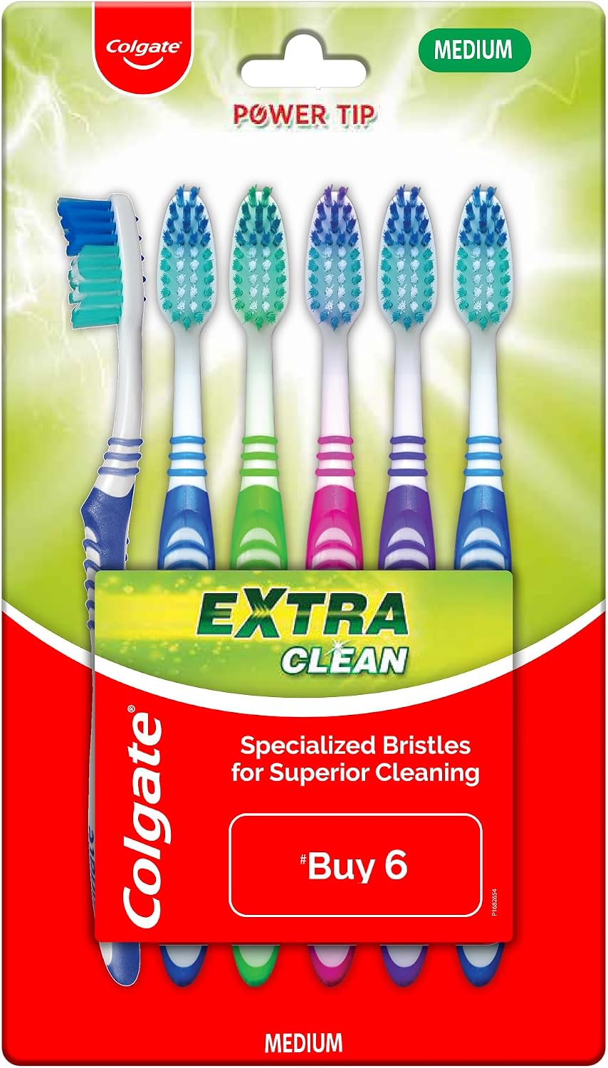 Colgate Extra Clean Toothbrush, Soft Bristle Toothbrush Combo Pack Offer - Medium (Pack of 6)