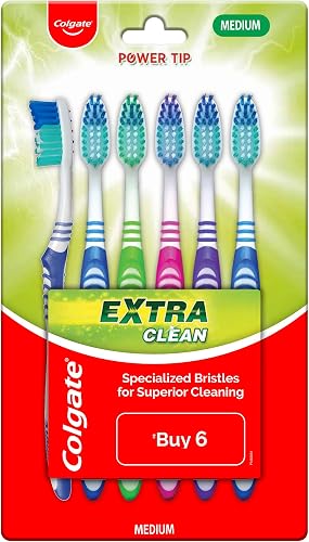 Colgate Extra Clean Toothbrush, Soft Bristle Toothbrush Combo Pack Offer - Medium (Pack of 6)