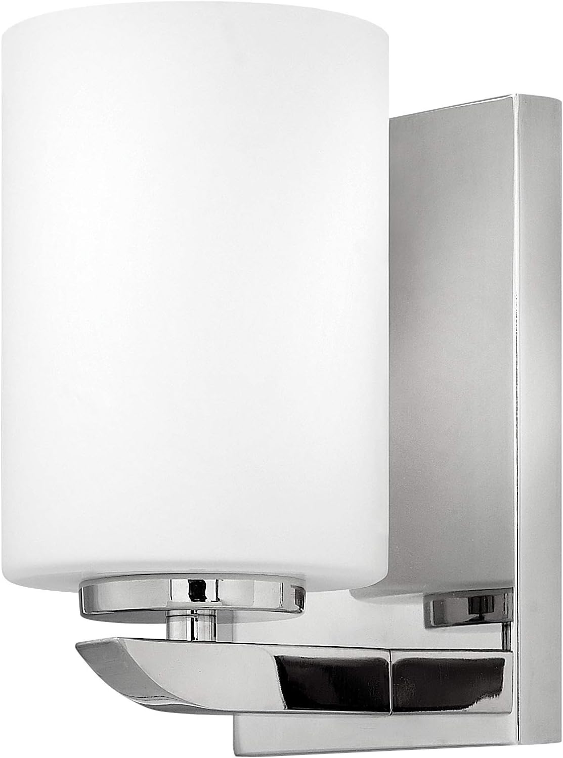 Hinkley Kyra Small One Light Bathroom Vanity Fixture, Install Up/Down, Etched Opal Shade, Polished Nickel