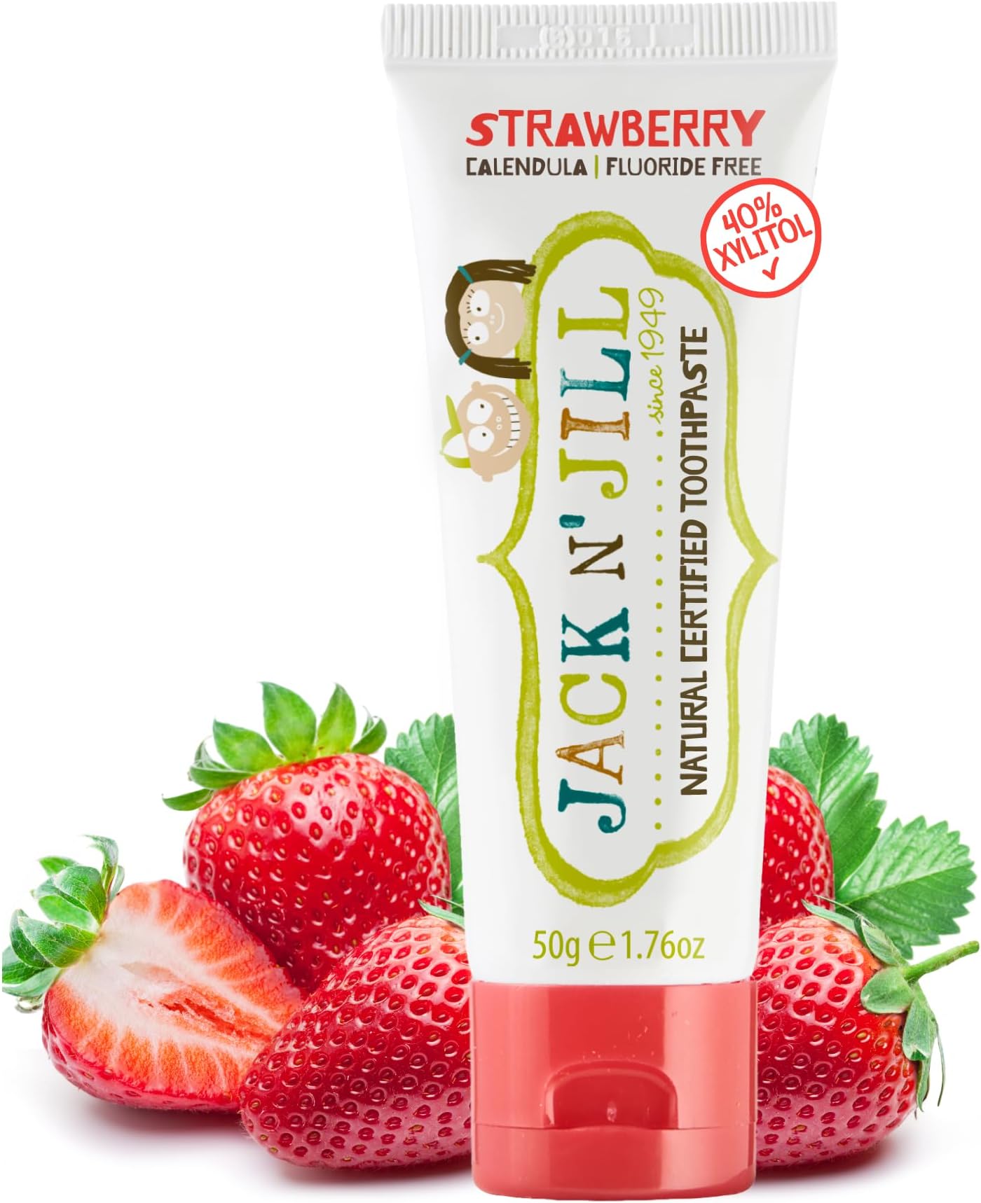 Kids Natural Toothpaste, Made With Natural Ingredients, Helps Soothe Gums & Fight Tooth Decay, Suitable From 6 Months+ - Strawberry Flavour 1 X 50G