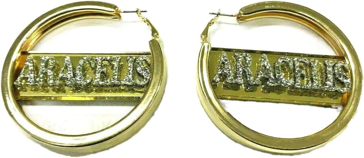 Personalized Custom Gold Hoop Earrings Name Plate Laser Cut Design Stunning Look - Quality, Attractive Gold Hoop Earrings, Made To Order - A Great Gift