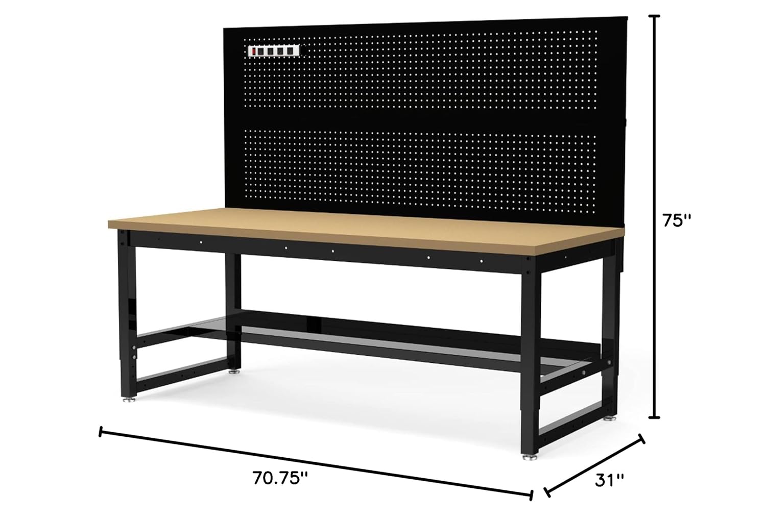 Luxor Heavy-Duty Wooden Worktable/Workstation for Workshop, Garage, Office, Industrial Workbench,Black