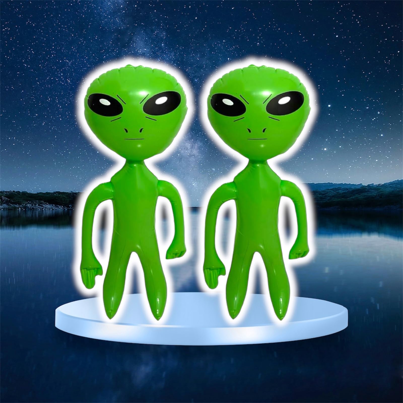 Pack Fête Néon Alien - 12 Bracelets Lumineux + 2 Gonflables (170 Cm Et 64 Cm) - 14 Pièces