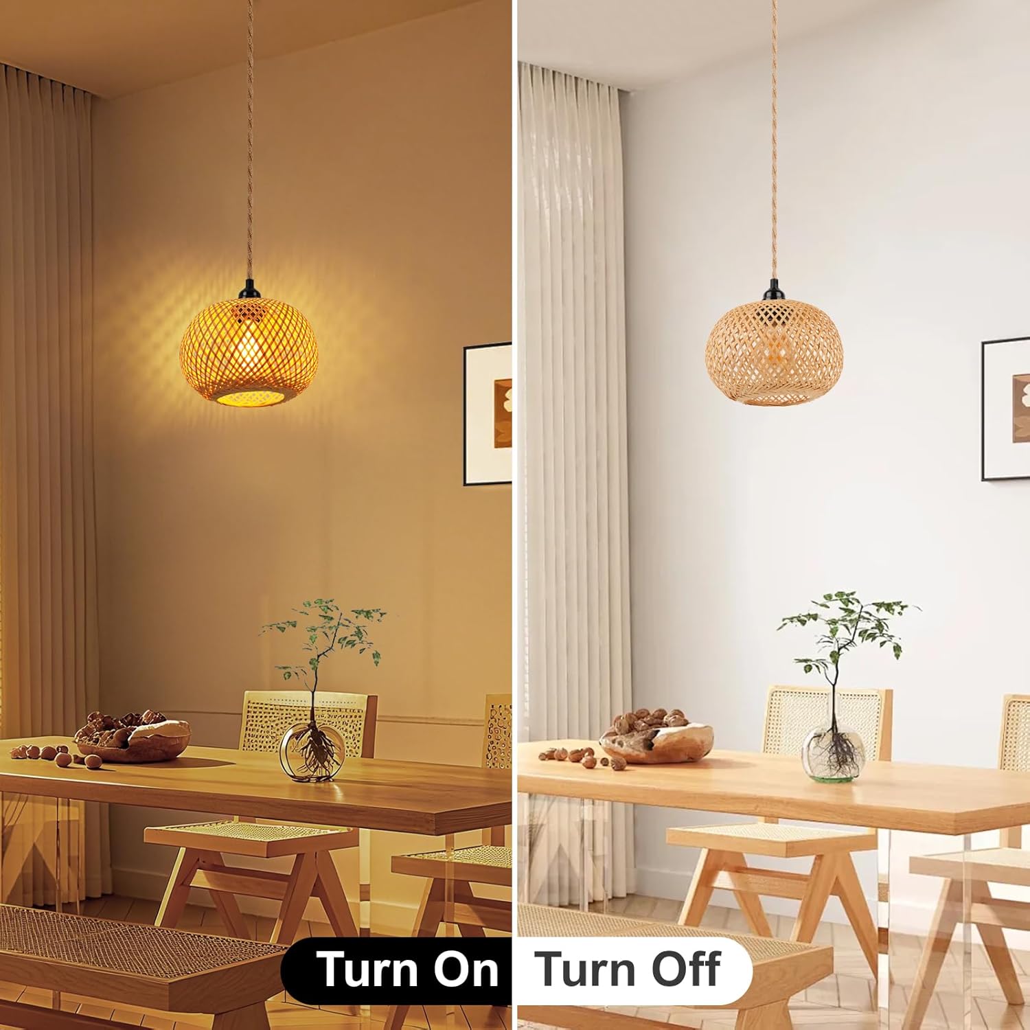 FRIDEKO HOME Hanging Lamps Hanging Light 15ft Plug in Pendant Light - Pendant Light with On Off Switch Plug in Cord Pendant Light Fixture E26 E27 Light SocketCord for Bedroom (4-Single Layer Shade)