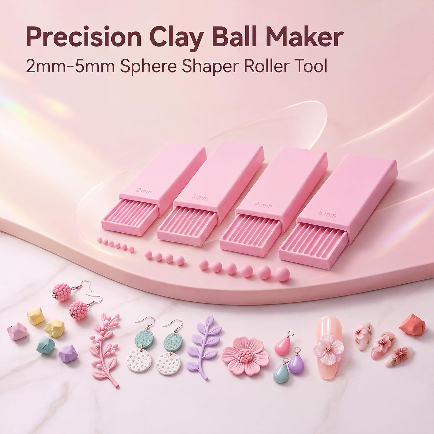 Clay Gel Ball Maker Tool, 2-5mm Bead Roller for 3D Nail Art & Polymer Clay