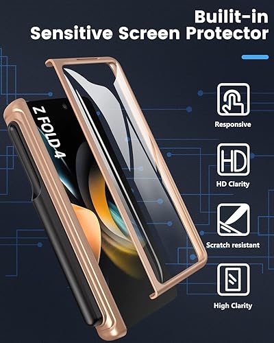Miniatura 3 de Viaotaily Funda para Samsung Z Fold 4 con tarjetero y soporte para bolígrafo S y protección de bisagra, protector de pantalla integrado y cubierta