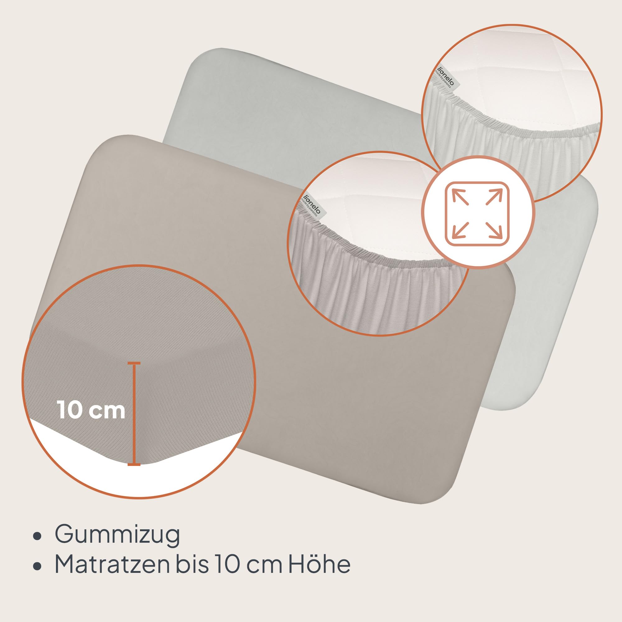 Lionelo Bambus-Spannbettlaken 80x42 cm, 2er-Set. Für Babys, für Beistellbetten und Babybetten, Natürliches Material, Atmungsaktiv, Hautfreundlich, Bamboo Sheet