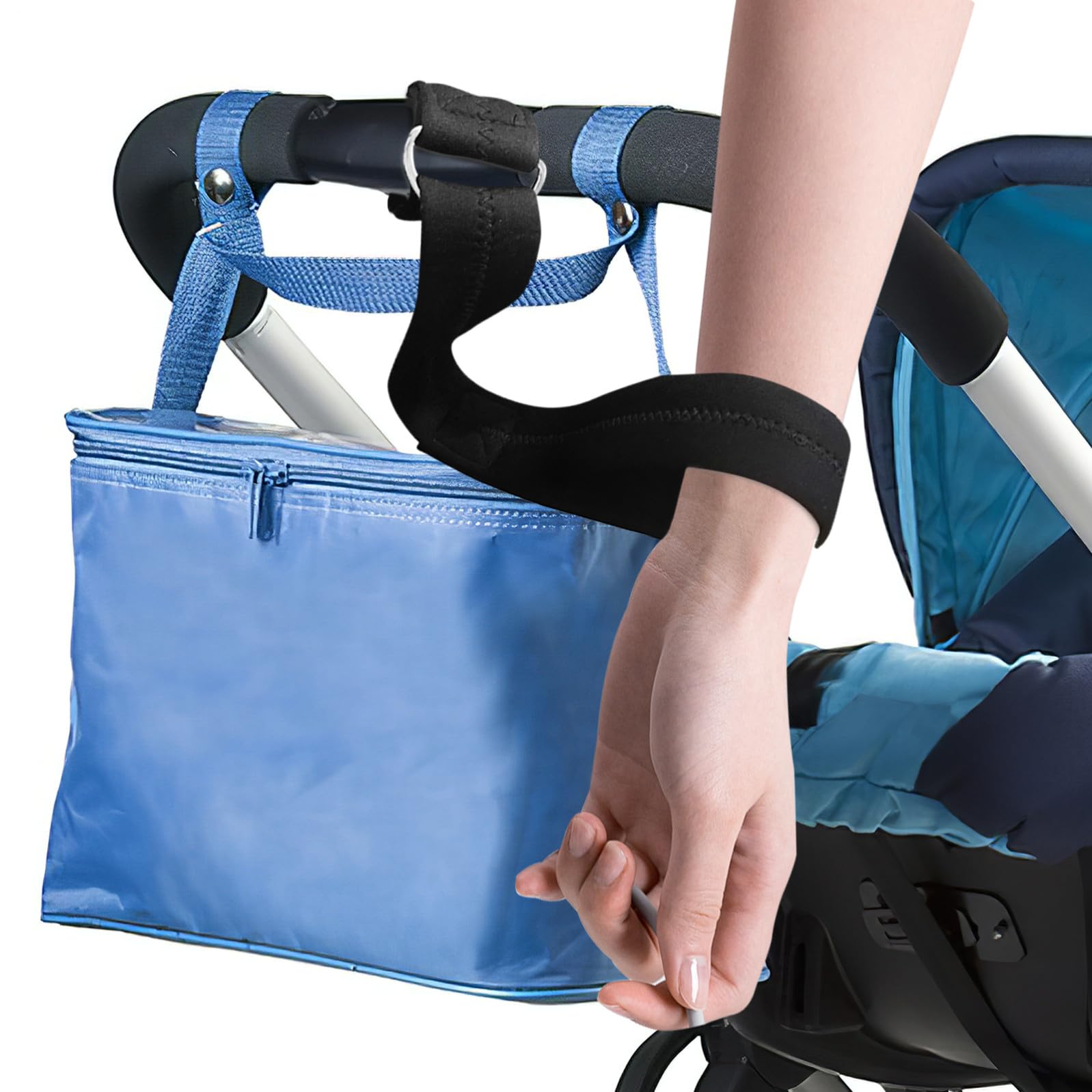 Cinturino Accessorio Pratico da Polso in Neoprene per Passeggino di Sicurezza Fascia Protettiva Nero Antiscivolo per Carrozzina e Carozzina Bimbi per Passeggiate Sicure