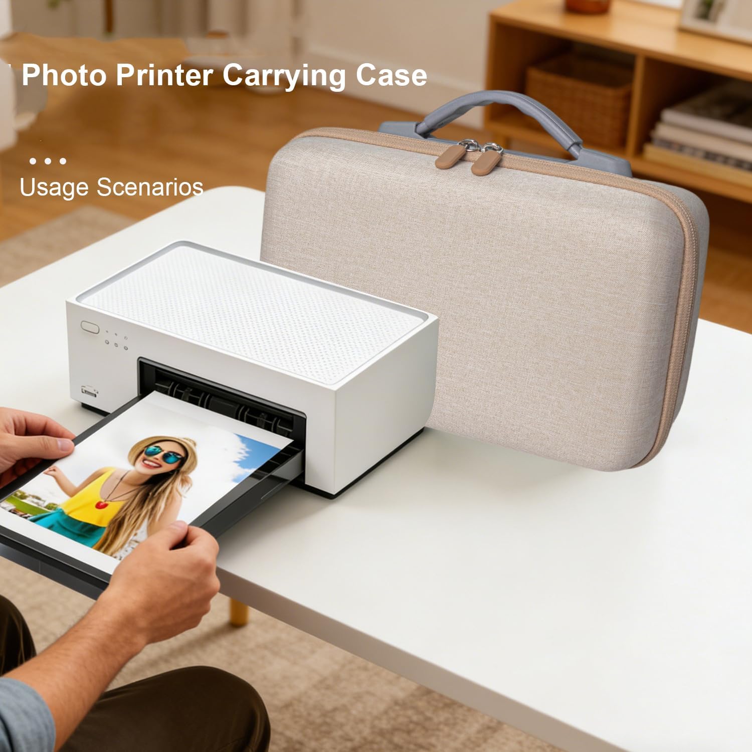 Portable Hard EVA Travel Storage Bag for Liene M100 Photo Printer Case Protective Water-Resistant Shockproof Anti-Drop Impact-Resistant with Soft Velvet Lining and Comfortable Handle (Yellow-Blue)