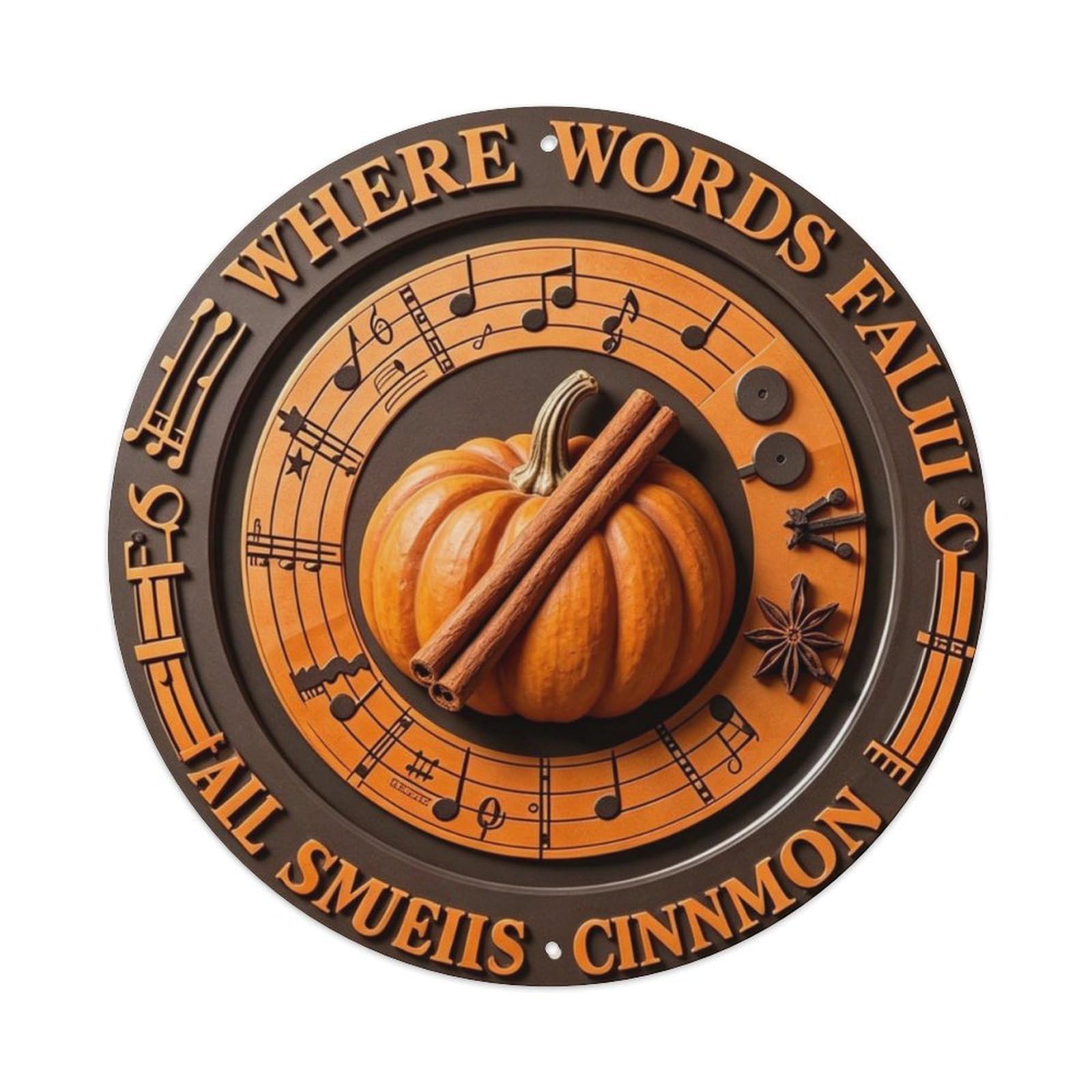 Fall Smells Like Cinnamon Metal Tin Sign Plaque