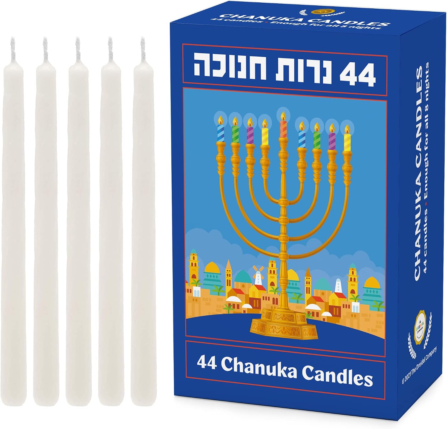 Hanukkah Candles Menorah Candles Chanukah Candles 44 for All 8 Nights of Chanukah - Made in Israel (White Candles, Single)