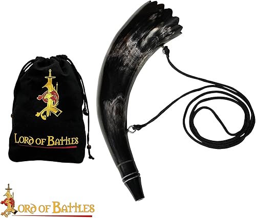 Miniatura 15 de Bocina sopladora/pibole/medieval/vikingo/llamada/cuerno de fiesta cuerno de buey genuino cuerno de corneta soplado hecho a mano estilo medieval