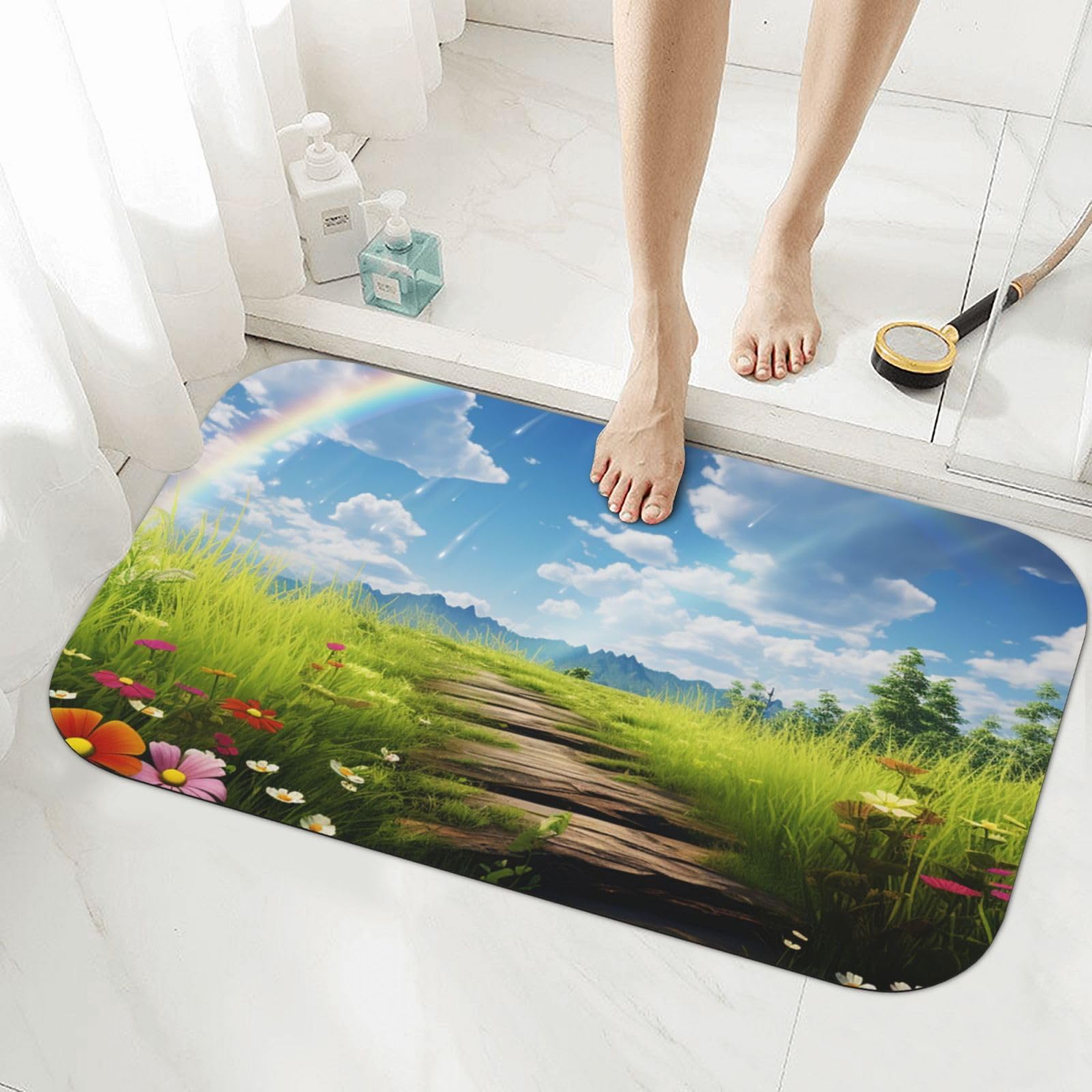 Tapis de bain super absorbant en pierre de diatomée tapis de sol de salle de bain vert