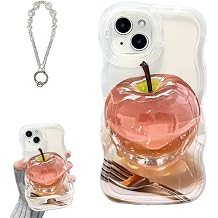 for Apple Pattern Transparent Phone Case for iPhone, Cute 3D Soft TPU Silicone Rubber Case for iPhone 12 13 14 15 16 Pro MAX 14,White