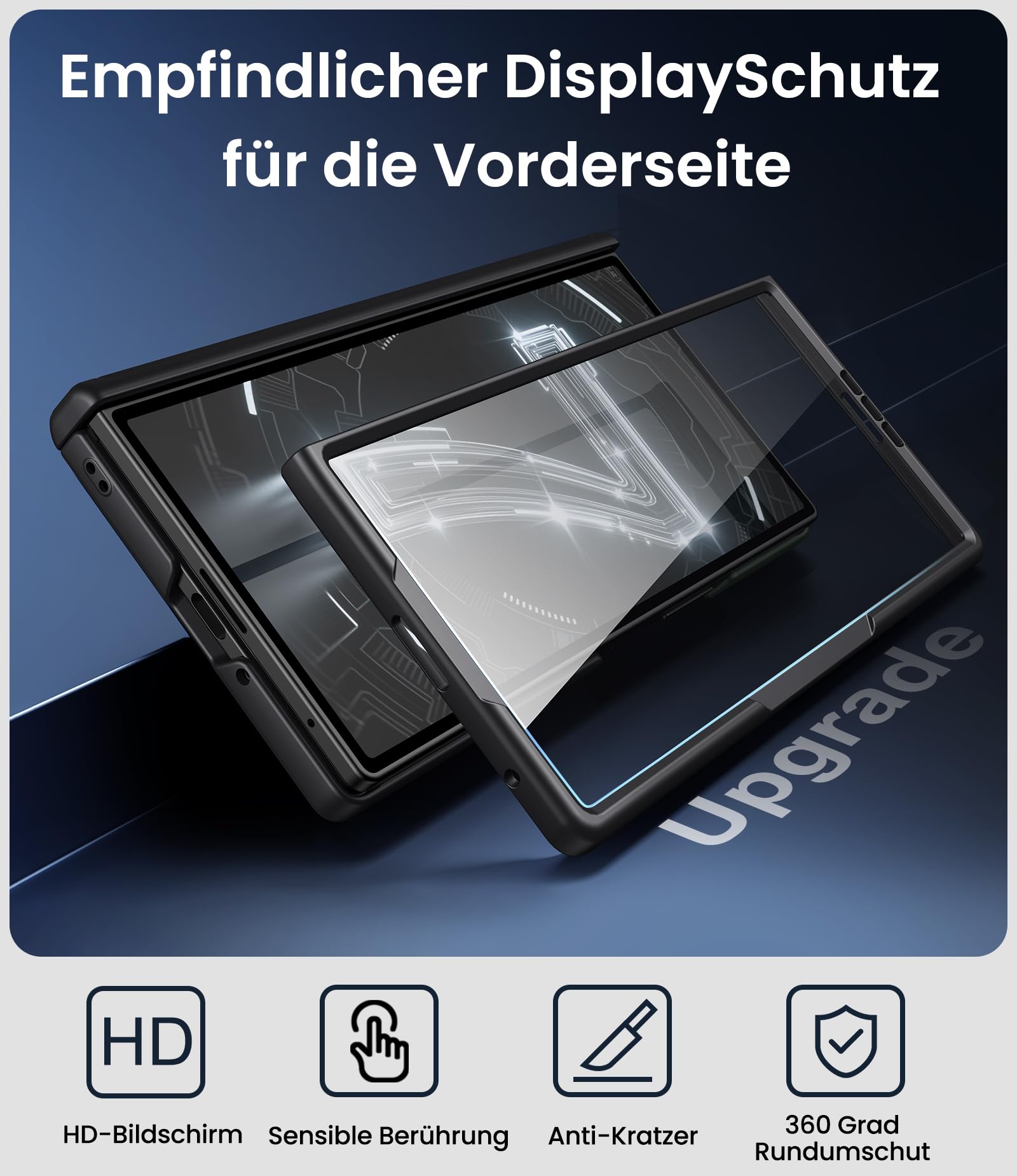 Cover con supporto per Samsung Galaxy Z Fold 7, Supporto, Protezione Schermo Anteriore, Pellicola protettiva Resistente, Antiurto per schermo frontale, Sottile, Nero