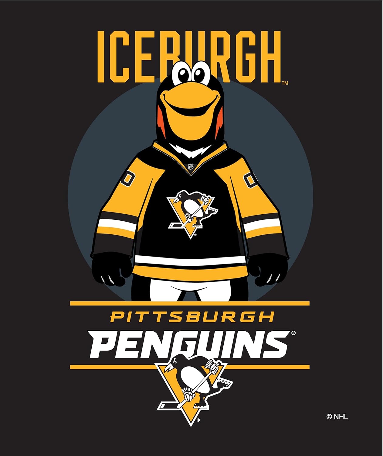 Northwest NHL Pittsburgh Penguins Silk Touch Throw Blanket, 50" x 60", Mascot of Love