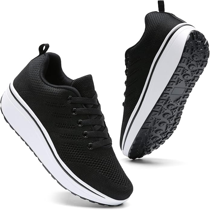 DADAWEN Women's Platform Wedge Tennis Walking Shoes Breathable Lightweight Casual Comfort Fashion Sneaker (Size:US5-US12)