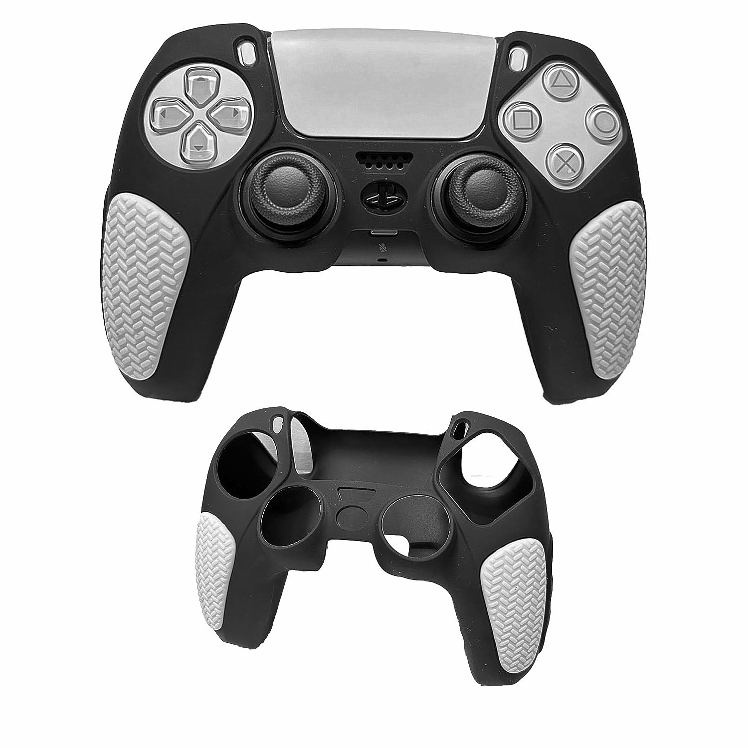 PSS PS5/PS5 Slim Controller Silicone Cover Case Anti Slip Protective Case Sleeve Compatible for Play/Station 5 Controller Remote Accessories (Black/White) (B0D57Z6JML) Amazon Price History, Amazon Price Tracker