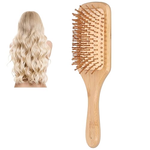 Miniatura 6 de Cepillo de pelo de bambú, protector para el cabello, desenredante, alisado, para todo tipo de cabello, unisex, familia